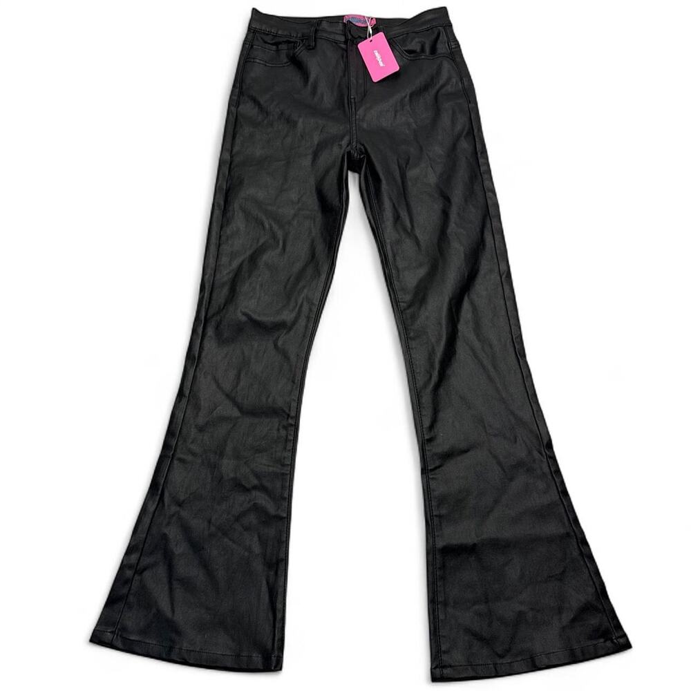 Edikted Black Leather Flare Pants In Style Linda Brand New With Tag Size M